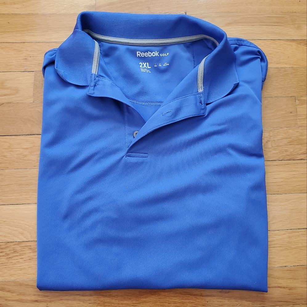Reebok Men's Collar Blue Short Sleeve Shirt